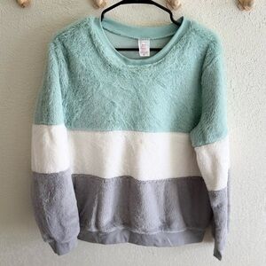 No Boundaries Mint and Gray Striped Sweater